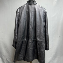 Load image into Gallery viewer, Tibor Leathers Black Soft Leather Scrunch Collar 3/4 Length Coat (XL)
