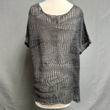 Load image into Gallery viewer, Eileen Fisher Charcoal Open Knit Short Sleeve Sweater Tunic (L)
