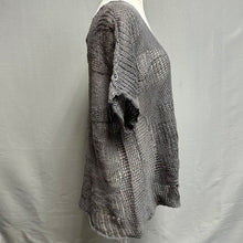 Load image into Gallery viewer, Eileen Fisher Charcoal Open Knit Short Sleeve Sweater Tunic (L)
