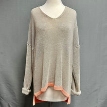 Load image into Gallery viewer, Eileen Fisher Tan Peach Trim Open Knit Sweater Tunic (XL)
