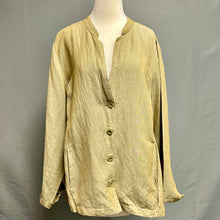 Load image into Gallery viewer, Eileen Fisher Olive Linen Mandarin Collar Jacket (1X)
