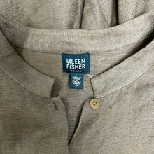 Load image into Gallery viewer, Eileen Fisher Brown Linen Collarless Button Down Shirt (1X)
