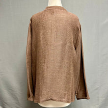Load image into Gallery viewer, Eileen Fisher Brown Linen Collarless Button Down Shirt (1X)
