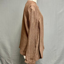 Load image into Gallery viewer, Eileen Fisher Brown Linen Collarless Button Down Shirt (1X)
