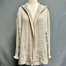 Load image into Gallery viewer, Eileen Fisher Tan Linen Hooded Open Front Long Sleeve Top (XL)
