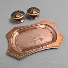 Load image into Gallery viewer, Aztec/Mayan Copper Salt &amp; Pepper Shaker Set w/ Tray (1x4x2.5)
