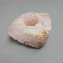 Load image into Gallery viewer, Natural Rough Rose Quartz Tea Light Votive / Candle Holder (2.5x4x5)
