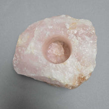 Load image into Gallery viewer, Natural Rough Rose Quartz Tea Light Votive / Candle Holder (2.5x4x5)
