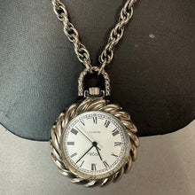 Load image into Gallery viewer, 1928 Silvertone Pocket Watch Pendant on 30" Faux Pearl Accent Chain
