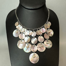 Load image into Gallery viewer, Mother of Pearl Freshwater Pearl Silvertone Fringe Necklace (18")
