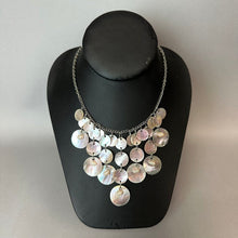 Load image into Gallery viewer, Mother of Pearl Freshwater Pearl Silvertone Fringe Necklace (18")
