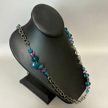 Load image into Gallery viewer, Napier Gunmetal Blue &amp; Purple Bead Long Chain Necklace (36")
