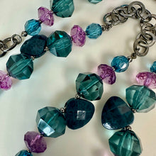 Load image into Gallery viewer, Napier Gunmetal Blue &amp; Purple Bead Long Chain Necklace (36")
