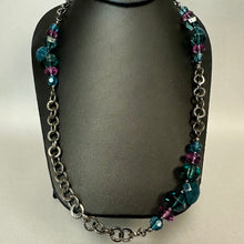 Load image into Gallery viewer, Napier Gunmetal Blue &amp; Purple Bead Long Chain Necklace (36")

