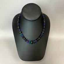 Load image into Gallery viewer, Napier Blue &amp; Purple Gunmetal Acrylic Graduated Bead Necklace (19")
