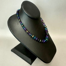 Load image into Gallery viewer, Napier Blue &amp; Purple Gunmetal Acrylic Graduated Bead Necklace (19")
