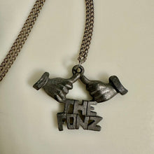 Load image into Gallery viewer, Vintage Pewter Happy Days The Fonz Pendant on 18" Chain
