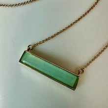 Load image into Gallery viewer, LA Faux Jade Bar Goldtone Necklace (20")
