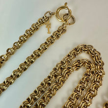 Load image into Gallery viewer, Vintage Crown Trifari Goldtone Double Rolo Link Chain Necklace (54")
