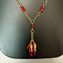 Load image into Gallery viewer, Ruby Slippers Glitter Enamel Goldtone Y-Necklace (22")
