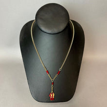 Load image into Gallery viewer, Ruby Slippers Glitter Enamel Goldtone Y-Necklace (22")
