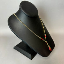 Load image into Gallery viewer, Ruby Slippers Glitter Enamel Goldtone Y-Necklace (22")
