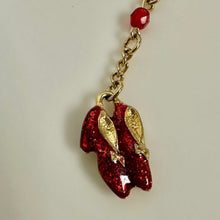 Load image into Gallery viewer, Ruby Slippers Glitter Enamel Goldtone Y-Necklace (22")
