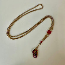 Load image into Gallery viewer, Ruby Slippers Glitter Enamel Goldtone Y-Necklace (22")
