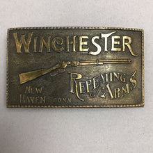 Load image into Gallery viewer, Vintage Winchester Repeating Arms Rifle Metal Belt Buckle New Haven Conn. (2.5x4)
