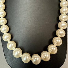 Load image into Gallery viewer, Large Faux Pearl Knotted Strand w/ Rhinestone Clasp Necklace (25")

