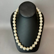 Load image into Gallery viewer, Large Faux Pearl Knotted Strand w/ Rhinestone Clasp Necklace (25")
