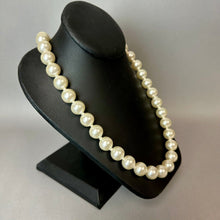 Load image into Gallery viewer, Large Faux Pearl Knotted Strand w/ Rhinestone Clasp Necklace (25")
