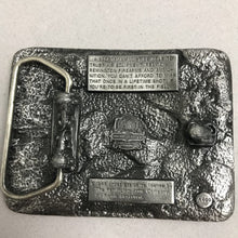 Load image into Gallery viewer, First in Remington The Field Pewter Belt Buckle (2x3)
