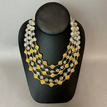 Load image into Gallery viewer, Vintage Goldtone Textured Clear Glass Bead 5-Strand Necklace (13")
