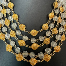 Load image into Gallery viewer, Vintage Goldtone Textured Clear Glass Bead 5-Strand Necklace (13")
