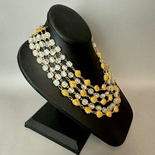 Load image into Gallery viewer, Vintage Goldtone Textured Clear Glass Bead 5-Strand Necklace (13")
