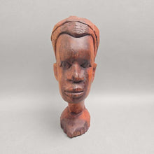 Load image into Gallery viewer, Hand-Carved Caribbean/African Wooden Bust - Folk Art Woman Figurine (9")
