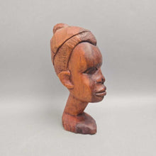 Load image into Gallery viewer, Hand-Carved Caribbean/African Wooden Bust - Folk Art Woman Figurine (9")
