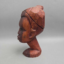 Load image into Gallery viewer, Hand-Carved Caribbean/African Wooden Bust - Folk Art Woman Figurine (9")
