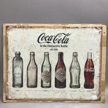 Load image into Gallery viewer, Coca Cola Advertising Bottle Evolution Distressed Vintage Style Metal Sign (12x16)
