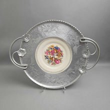 Load image into Gallery viewer, Triumph Limoges Floral Plate Aluminum Farberware Server (21x16)
