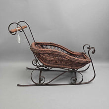 Load image into Gallery viewer, Vintage Wicker Doll Sled w/ Metal Runners (16x20x9.5)
