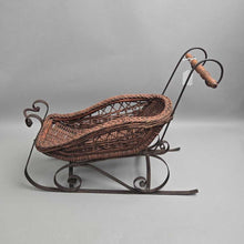 Load image into Gallery viewer, Vintage Wicker Doll Sled w/ Metal Runners (16x20x9.5)
