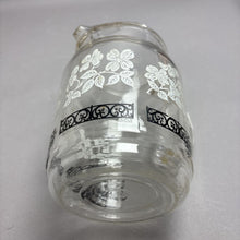 Load image into Gallery viewer, Vintage MCM Clear Glass Water Pitcher White Dogwood Flowers with Ice Lip (9")
