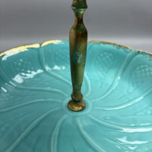 Load image into Gallery viewer, California Pottery 3-Tier Scalloped Cyan Dessert Stand (~14x12x12)
