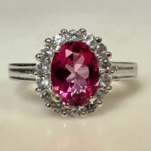 Load image into Gallery viewer, Sterling Pink &amp; White Topaz Ring sz 5
