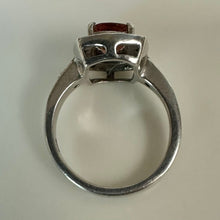 Load image into Gallery viewer, Sterling Peach Tourmaline Diamond Halo Ring sz 5
