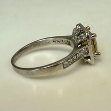 Load image into Gallery viewer, Sterling Citrine CZ Halo Ring sz 6.5
