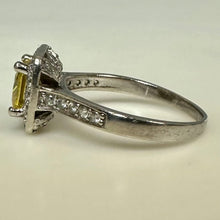 Load image into Gallery viewer, Sterling Citrine CZ Halo Ring sz 6.5
