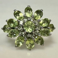 Load image into Gallery viewer, Sterling Peridot Cluster Ring sz 7

